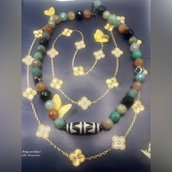 Jewelry - Gemstone Cracked Agate Colorful beads. Agate Focal bead. 24 1/2.